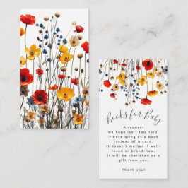 Cartão De Informações Livros de Bebê Elegantes para Chá de Bebê com Flor