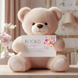 Cartão De Informações Livros de Bebê Florais em Aquarela para Bebê em Fl