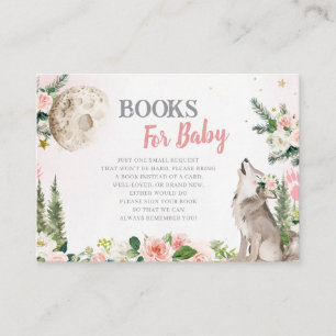 Cartão De Informações Livros de Bebê Floral Rosa Corado Floresta da Lua 