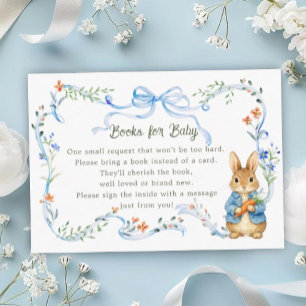 Cartão De Informações Livros de Bebê Menino Coelho Fofo com Laço Azul Fl