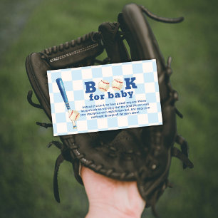 Cartão De Informações Livros de Beisebol Blue Plaid Slugger Para Chá de 