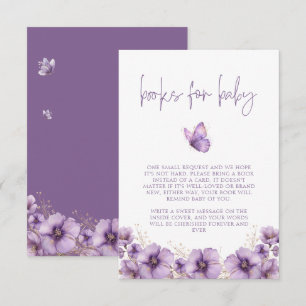 Cartão De Informações Livros de borboletas roxas para bebê, Chá de frald