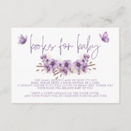 Cartão De Informações Livros de borboletas roxas para bebê, Chá de frald