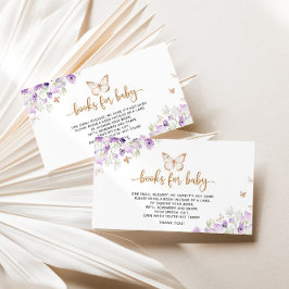 Cartão De Informações Livros de borboletas roxas para o bilhete para beb