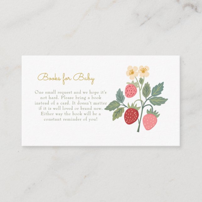 Cartão De Informações Livros de Buquê de Morango Doce para Bebê (Frente)