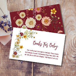 Cartão De Informações Livros de burgundy de flores silvestres para bebês