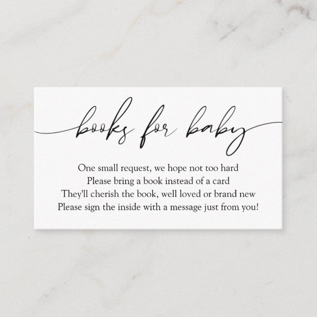 Cartão De Informações Livros de Caligrafia Moderna para Pedido de Bebê (Frente)