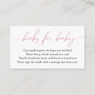 Cartão De Informações Livros de Caligrafia Rosa para Pedido de Bebê