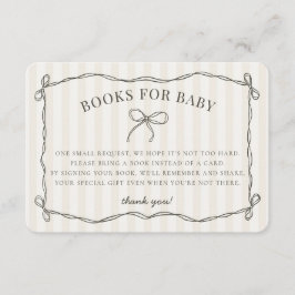 Cartão De Informações Livros de Chá bege Arco de coquete preto para bebê