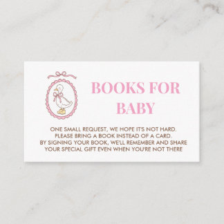 Cartão De Informações Livros de Chá de Bebê Pink Goose Baby Shower para