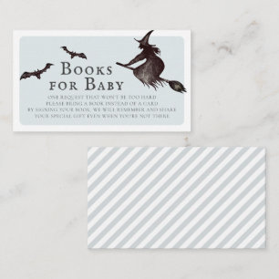 Cartão De Informações Livros de Chá de fraldas Azul de Bruxas Halloween 