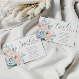 Cartão De Informações Livros de Chá de fraldas Azul Dusty para passagem 