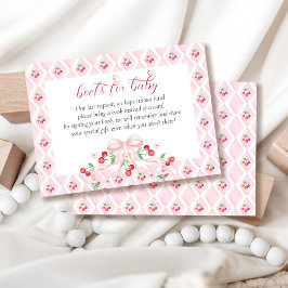 Cartão De Informações Livros de Chá de fraldas de Cherry Pink para Arco