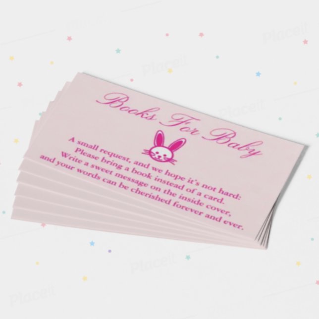 Cartão De Informações Livros De Chá de fraldas De Coelhinho Rosa Para Ca (Criador carregado)