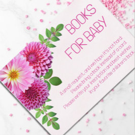 Cartão De Informações Livros De Chá de fraldas De Dahlia Roxos Rosa Para