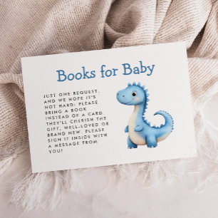 Cartão De Informações Livros de Chá de fraldas de Dinossauro Azul-Cinto