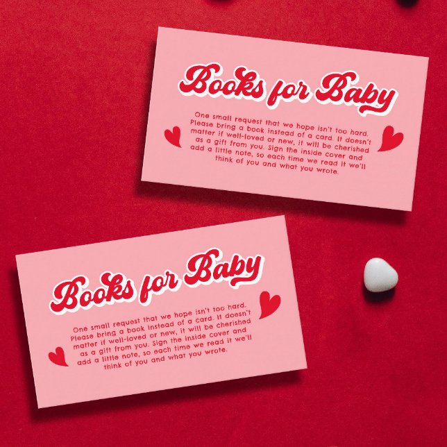 Cartão De Informações Livros de Chá de fraldas de Namorados vermelhos e  (Criador carregado)