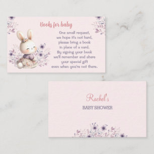 Cartão De Informações Livros De Chá de fraldas De Roxo Coelho Rosa Para 