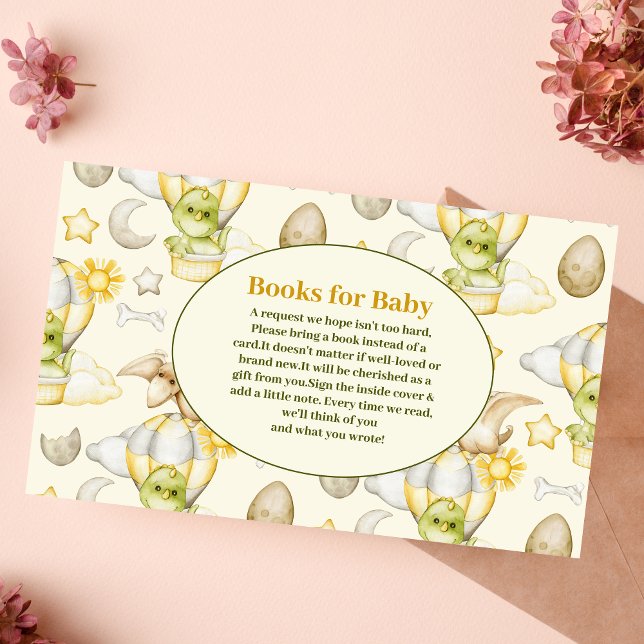 Cartão De Informações Livros de Chá de fraldas de Tema do Dinossauro par (Criador carregado)