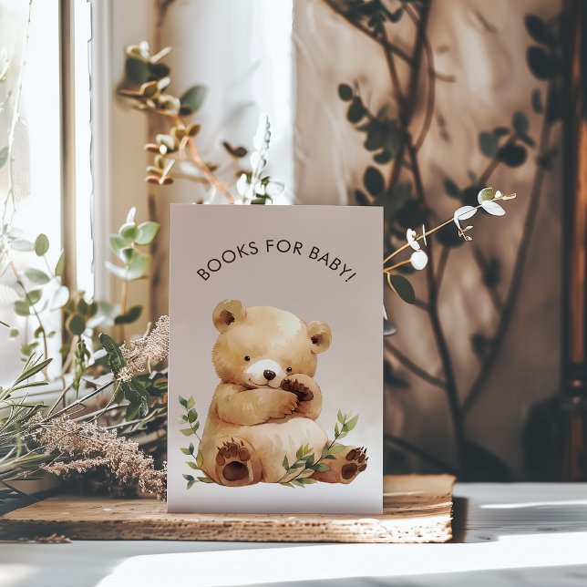 Cartão De Informações Livros de Chá de fraldas de Urso Bebê Cutie (Cutie Baby Bear Baby Shower Books for Baby Enclosure Card)