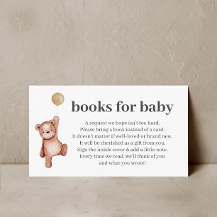 Cartão De Informações Livros De Chá de fraldas De Urso De Teddy Para Ins