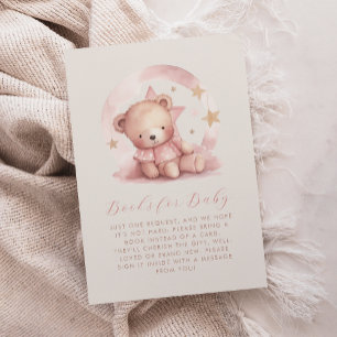 Cartão De Informações Livros de Chá de fraldas de Urso Rosa Bonito para