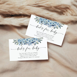 Cartão De Informações Livros De Chá de fraldas Floral Blue Boho Para Car