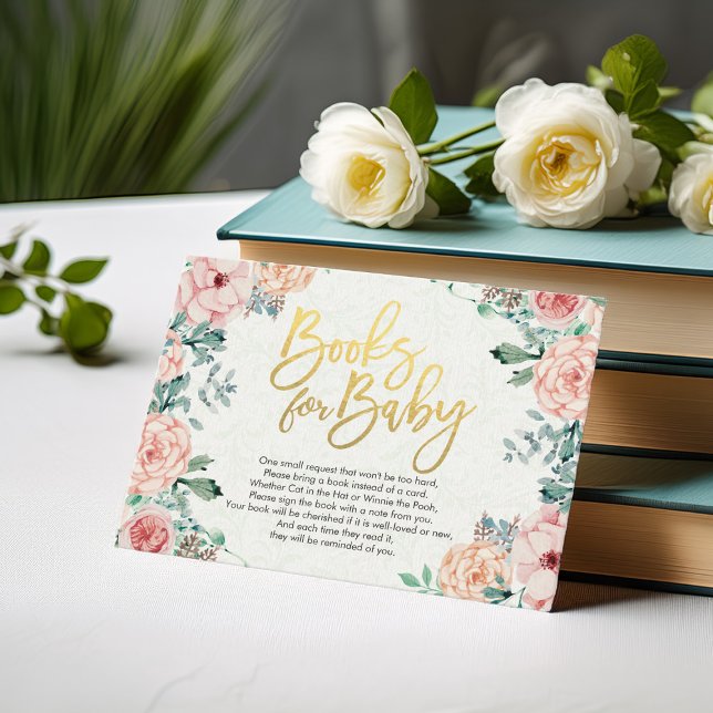 Cartão De Informações Livros de chá de fraldas para Bebê / Traga um livr (Criador carregado)