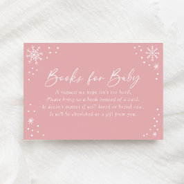 Cartão De Informações Livros de Chá de fraldas rosa com floco de neve pa