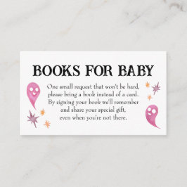 Cartão De Informações Livros de Chá de fraldas Rosa de Halloween para Be