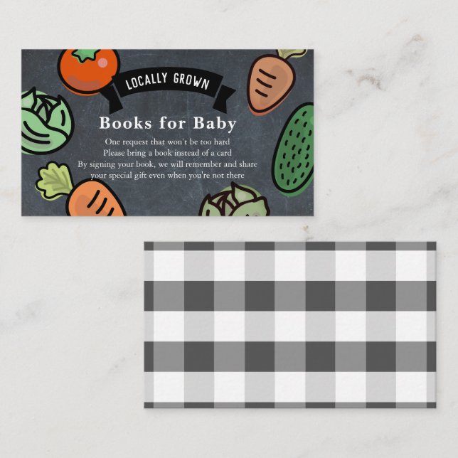 Cartão De Informações Livros de Chalkboard Vegetais Cultivados Localment (Frente/Verso)