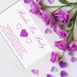 Cartão De Informações Livros de Chás de Bebê Corações Doces Para Bebê