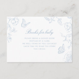 Cartão De Informações Livros de Chinoiserie Azul e Suave Dusty para Bebê
