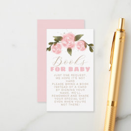 Cartão De Informações Livros de Chuveiro de Bebê Menina Rosa Boho Floral