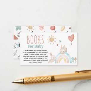 Cartão De Informações Livros de Chuvinha de Aguarela para Chá de Bebê