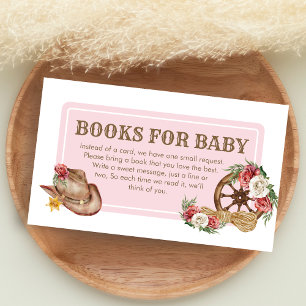 Cartão De Informações Livros de Chuvinha de Bebê Cowgirl para Bebê