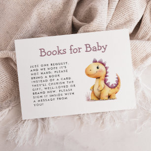 Cartão De Informações Livros de Chuvinha de Bebê Dinossauro Laranja Roxo
