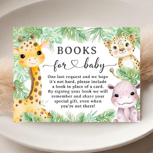 Cartão De Informações Livros de Chuvinha de Bebê na Selva com Animais de