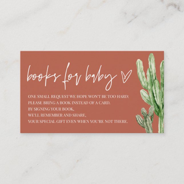 Cartão De Informações Livros de Deserto Neutro em Gênero Cactus Para Beb (Frente)