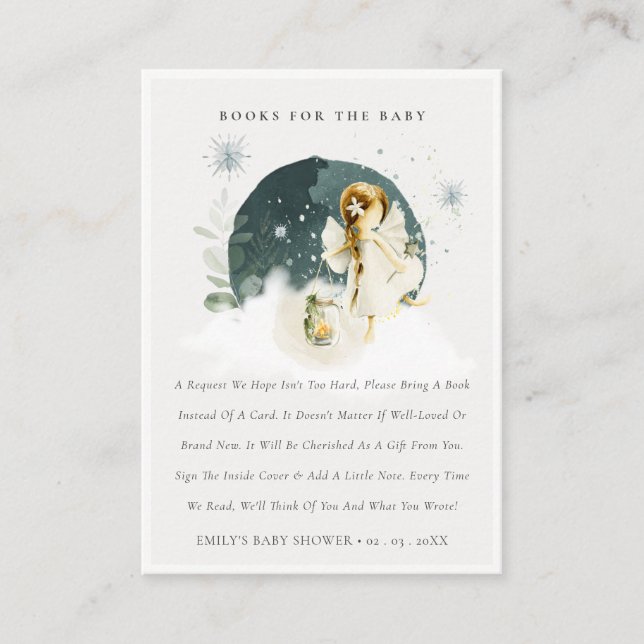 Cartão De Informações Livros de Fadas Mágicas Encantadas para Chá de Beb (Frente)