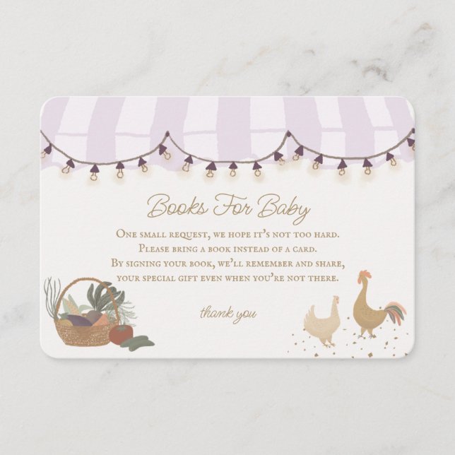 Cartão De Informações Livros de Fazenda para Bebê (Frente)