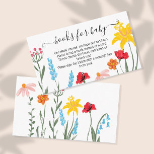 Cartão De Informações Livros de Flor Silvestre para Bebê Floral Aquarela