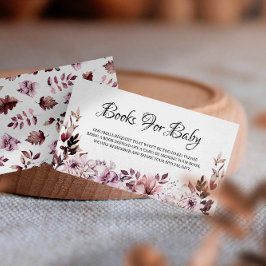 Cartão De Informações Livros De Flores Roxas De Outono Elegante Para Beb