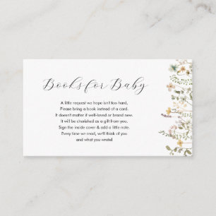 Cartão De Informações Livros de flores silvestres em aquarela para cartã