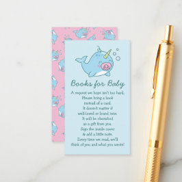 Cartão De Informações Livros de Garota Rosa-Chá de fraldas Cute Narwha p