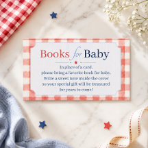 Livros de Gingham Vermelho Branco Azul para Chá de