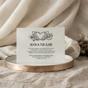 Cartão De Informações Livros de góticos para Chá de fraldas Caveira e Fl