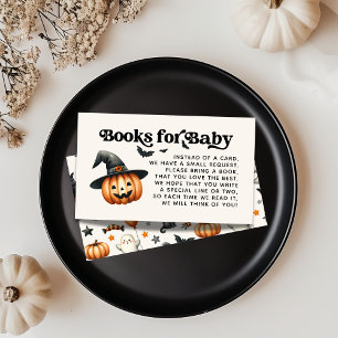 Cartão De Informações Livros de Halloween da Pequena Boo para Chá de Beb