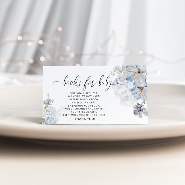 Cartão De Informações Livros de Hydrangeas Azuis para o bilhete de bebê (Criador carregado)