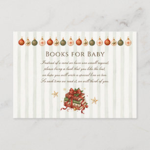 Cartão De Informações Livros de Natal Elegantes Vintage para Chá de Bebê